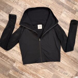 Fabletics Demi Lovato Black Mesh Sleeve Zip Jacket Women Medium new without tags